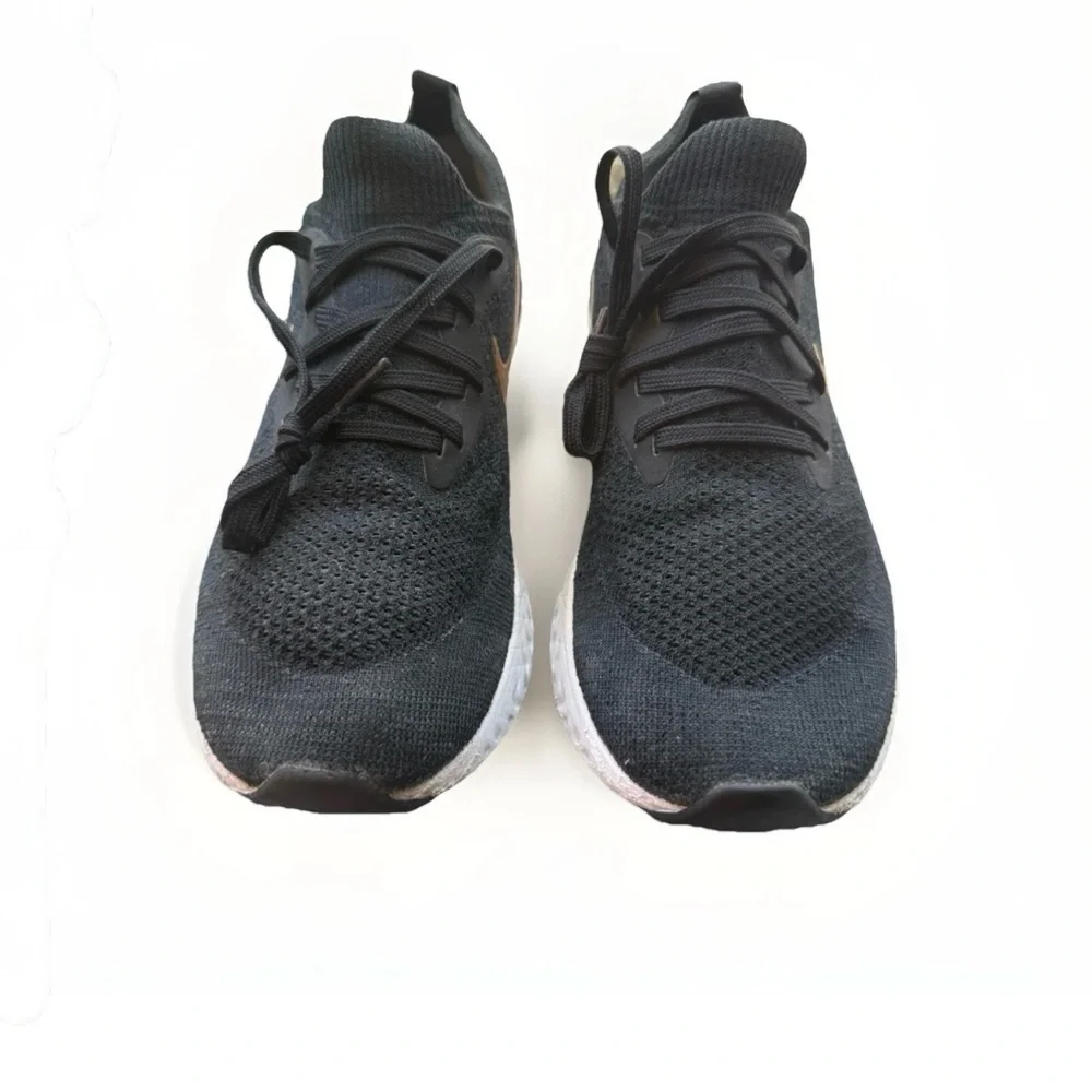Nike Epic React Women’s Size 8.5 Running Shoes Black Gold Mesh Sneakers VGUC - Picture 3 of 10
